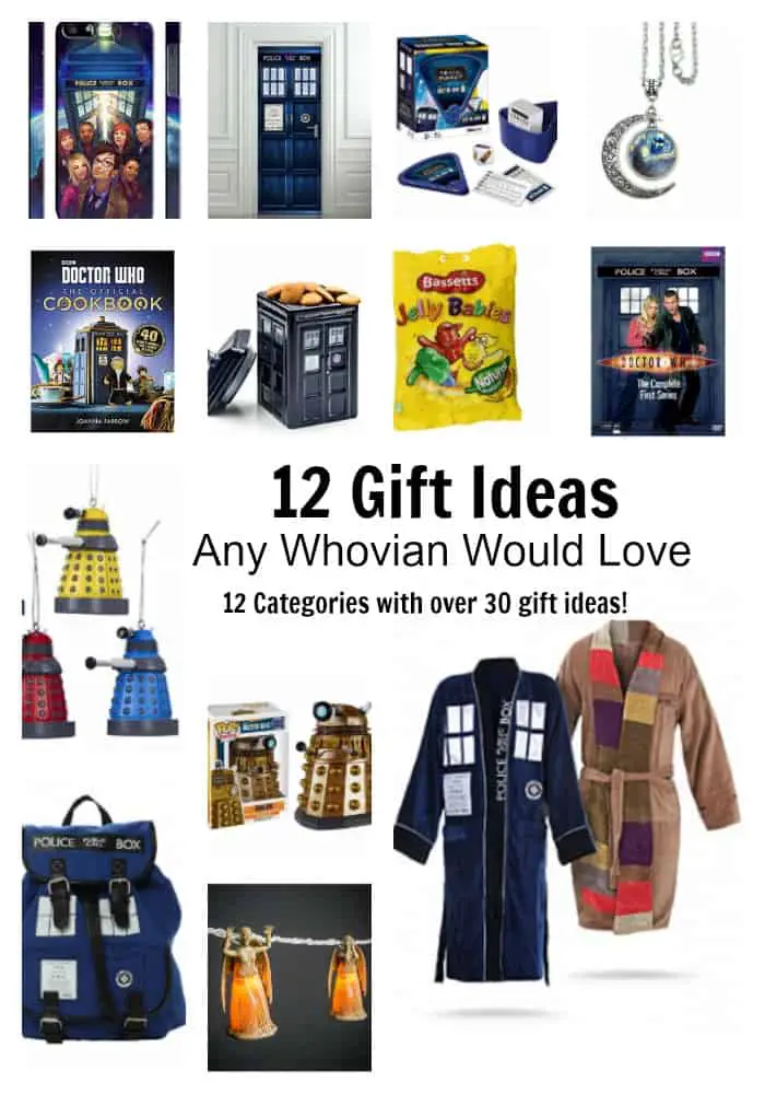 12 Gift Ideas Any Whovian Would Love - Includes 12 categories with over 30 Doctor Who gift ideas! - #doctorwho #giftideas #whovian #doctorwhogift #giftguide 