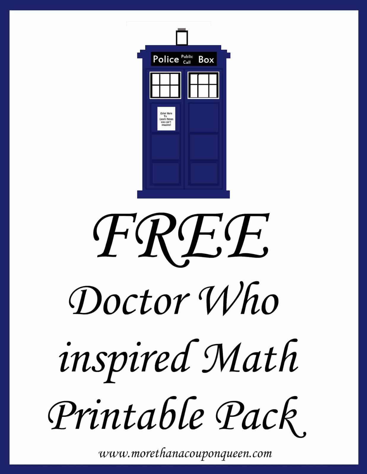 Free Doctor Who Inspired Math Printable Pack