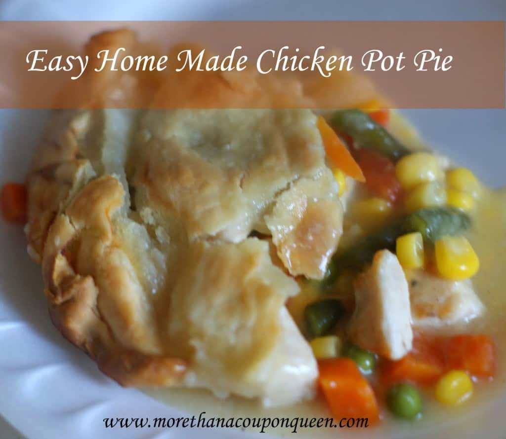Easy Home Made Chicken Pot Pie - One of my favorite foods is chicken pot pie. There is just something so delicious about eating all the veggies, then the meat potatoes and crust together afterwards. Ok, so maybe I am a bit OCD. The point is, pot pie is delicious. I have had a problem with the cost and ingredients that come with many of the store varieties of pot pie. I decided it was time to make my own. Check out this easy Chicken Pot Pie recipe! How do you eat your pot pie? Do you have an order or do you just dig in?