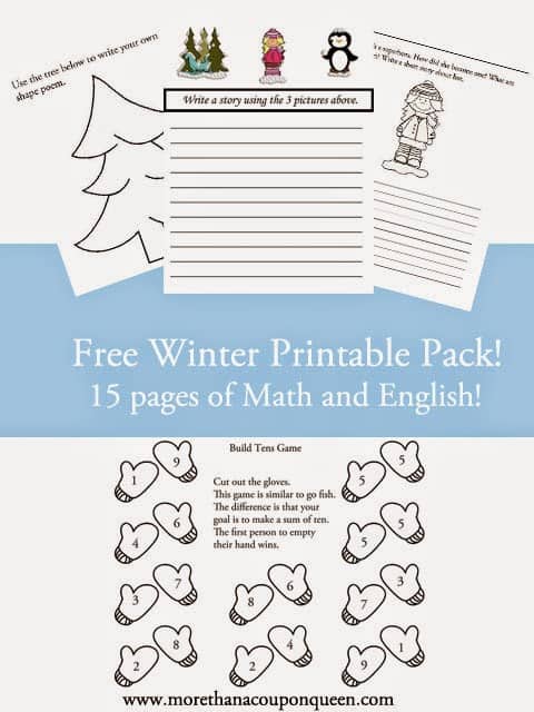 Free Winter Printable Pack - 15 pages of Math and English