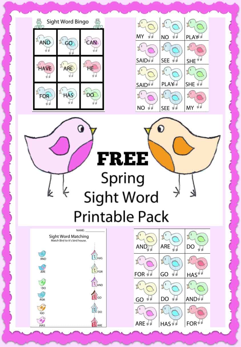 Free Spring SIght Word Printable Pack