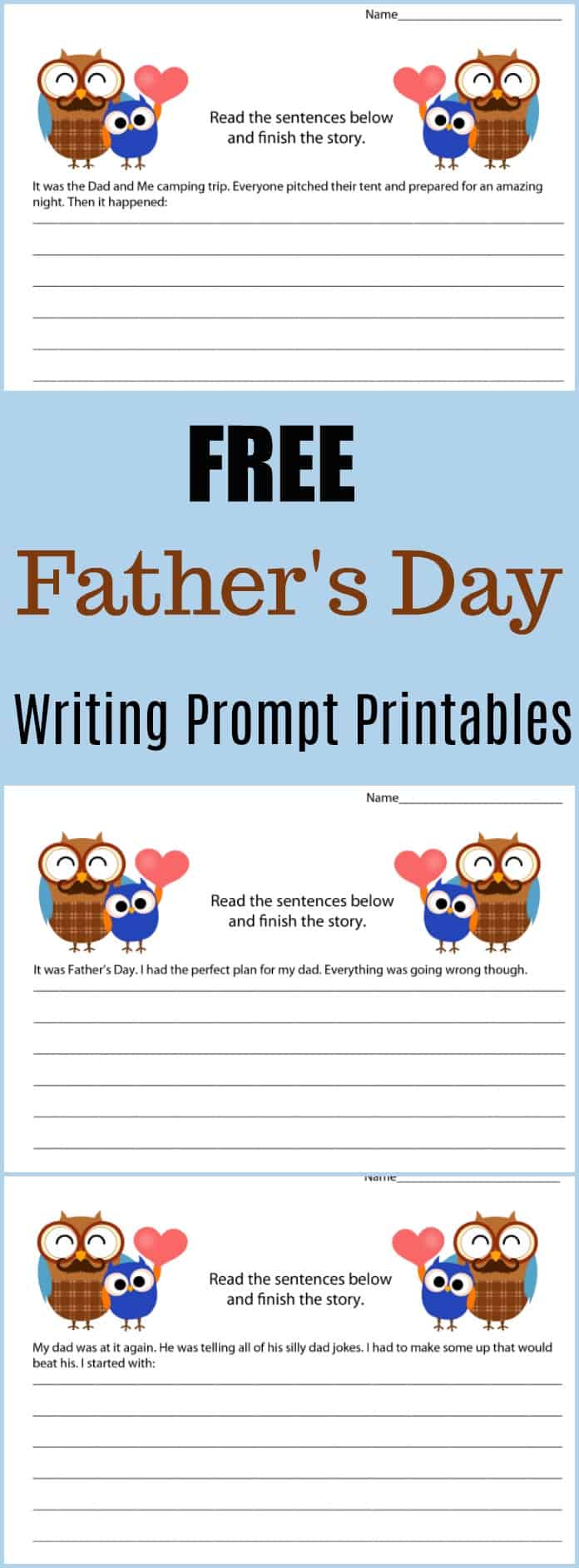 Free Father's Day Writing Prompt Printables - #writing #writingprompt #holiday #printable #freeprintable #education #edchat #homeschool #homeschooling #fathersday 