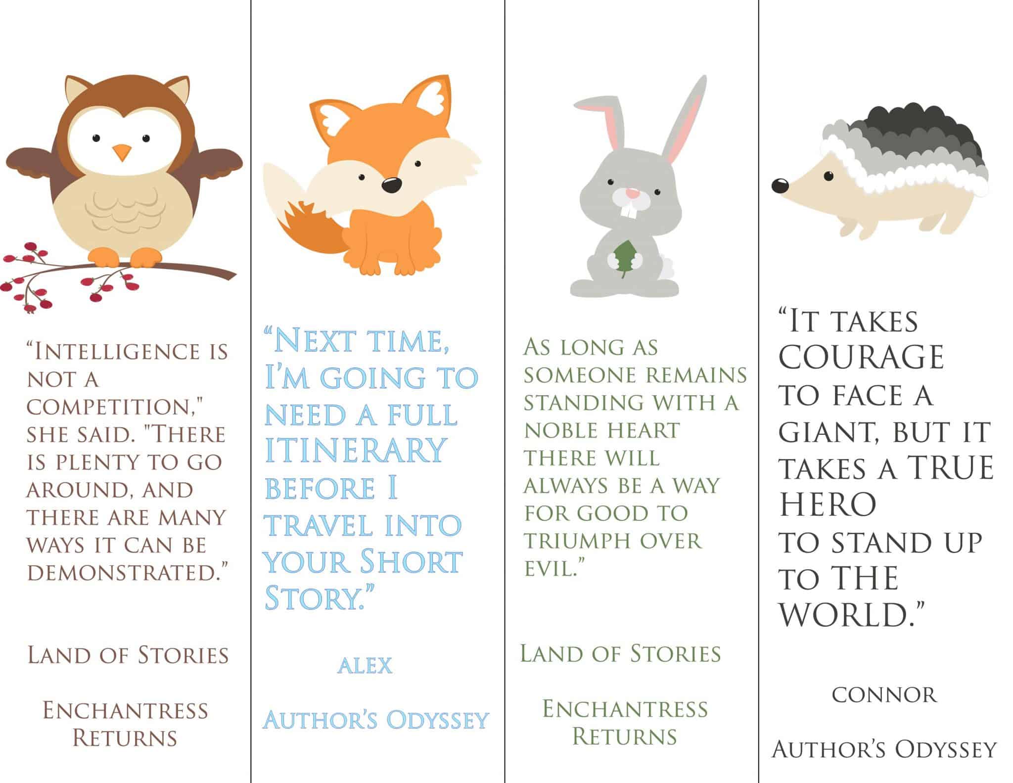 land of stories quote printable pack free printable bookmarks