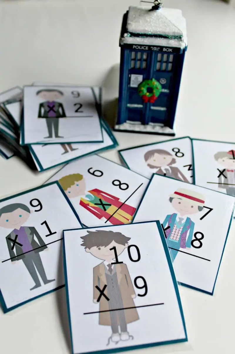 Doctor Who Multiplication Flash Cards - Looking for a way to work on math facts? (maths facts?) Check out these Doctor Who flashcards you can print and laminate for free! 