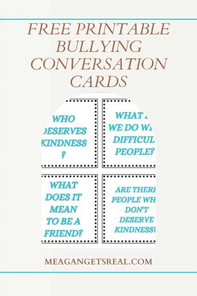 Bullying Conversation Starters - Free Printable Anti-Bullying Conversation Cards with 24 questions to ask and tips on answers! 