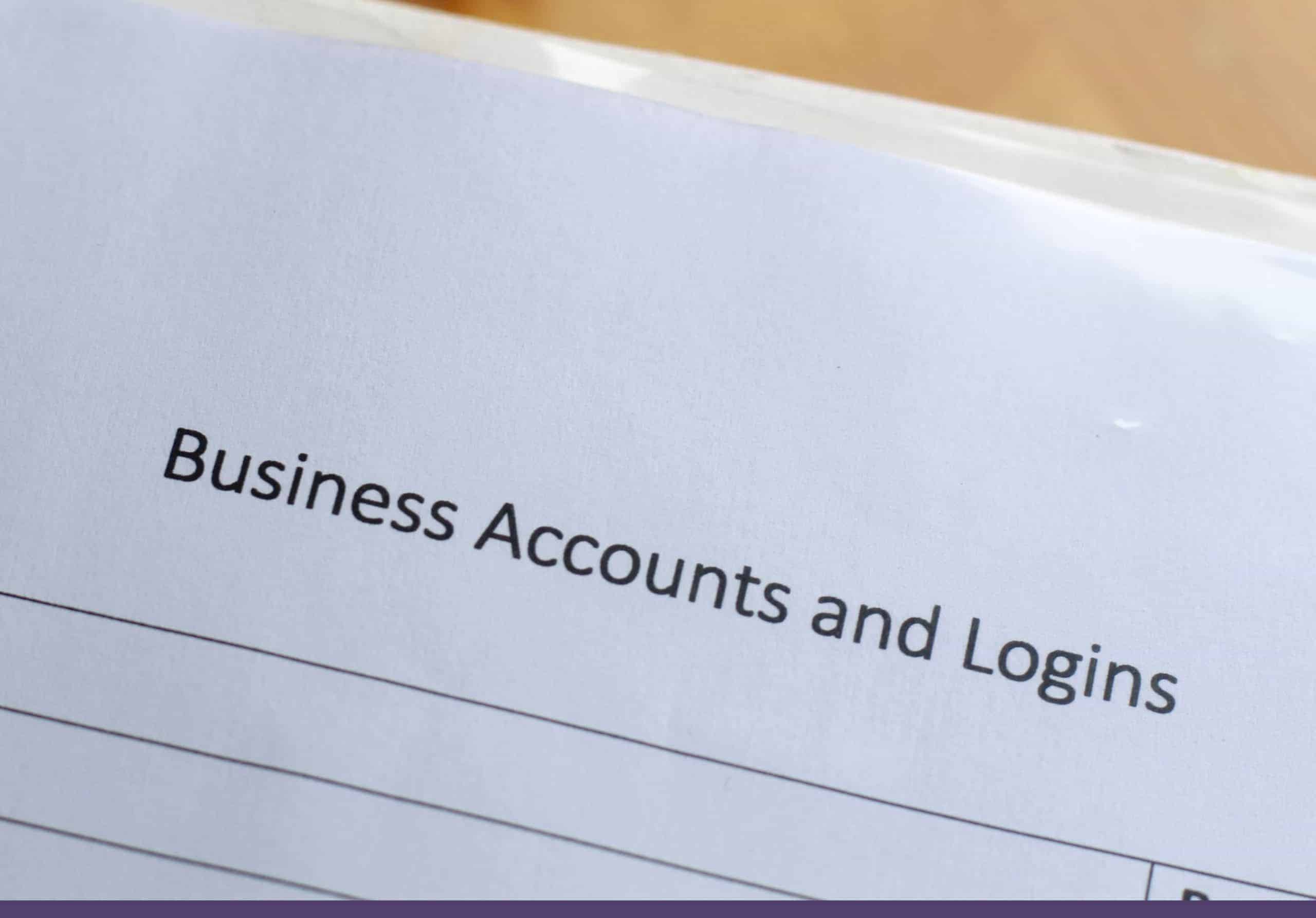 Business Accounts and Logins form 
