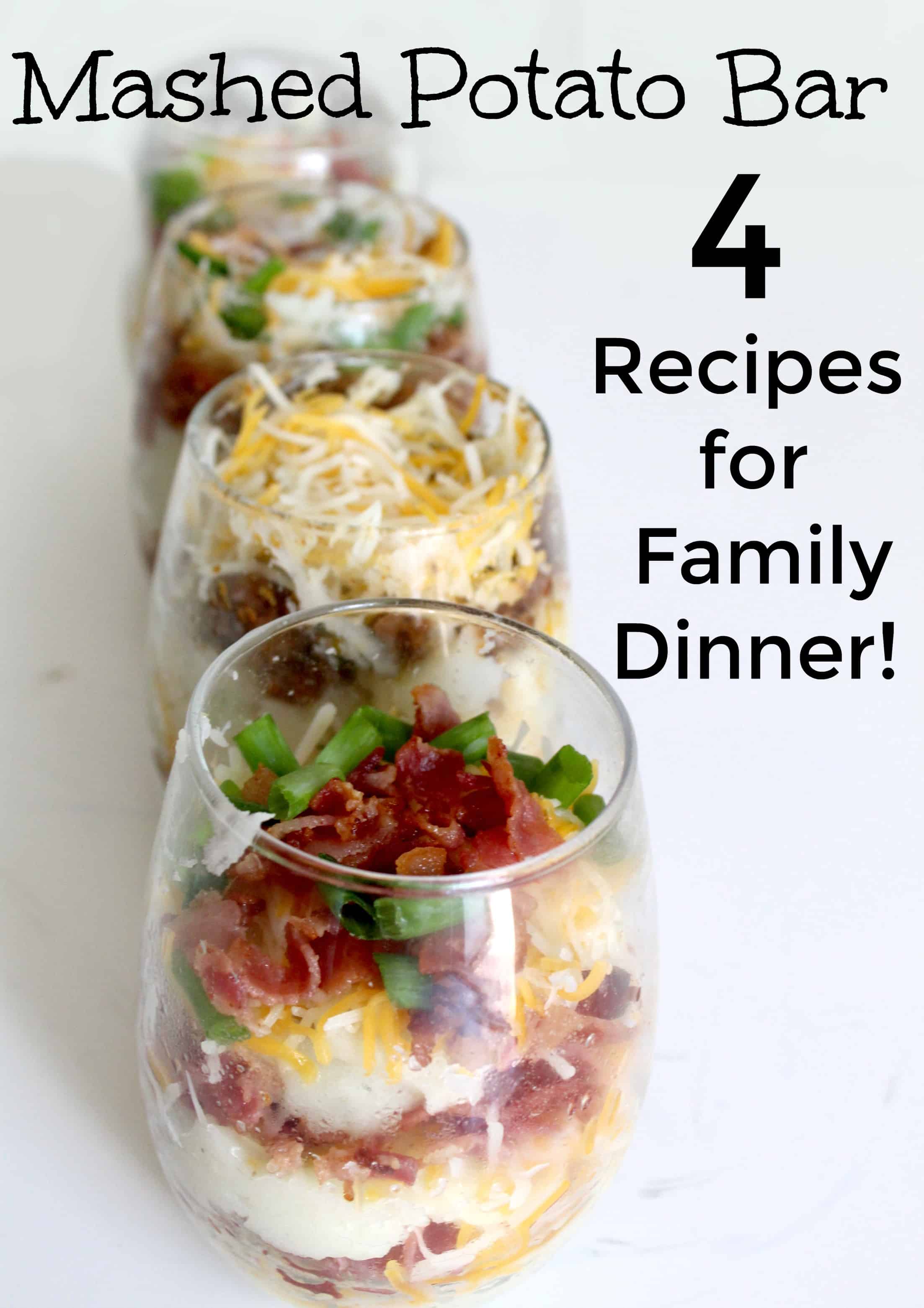 A mashed potato bar is the perfect way to meal prep while creating a delicious dinner for the family! Find four mashtini recipes as well as some tips for meal prepping while making a mashed potato bar. #MealPlanning #FreezerCooking #Recipe
