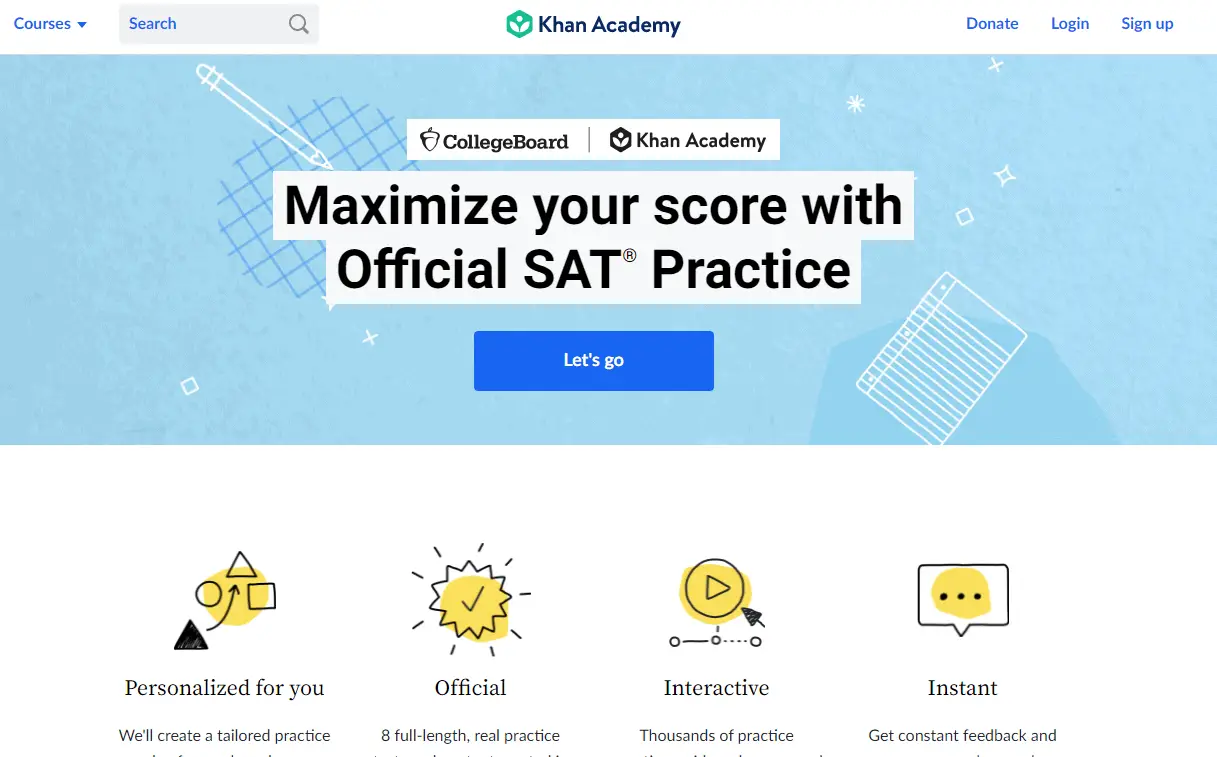 Khan Academy SAT prep website