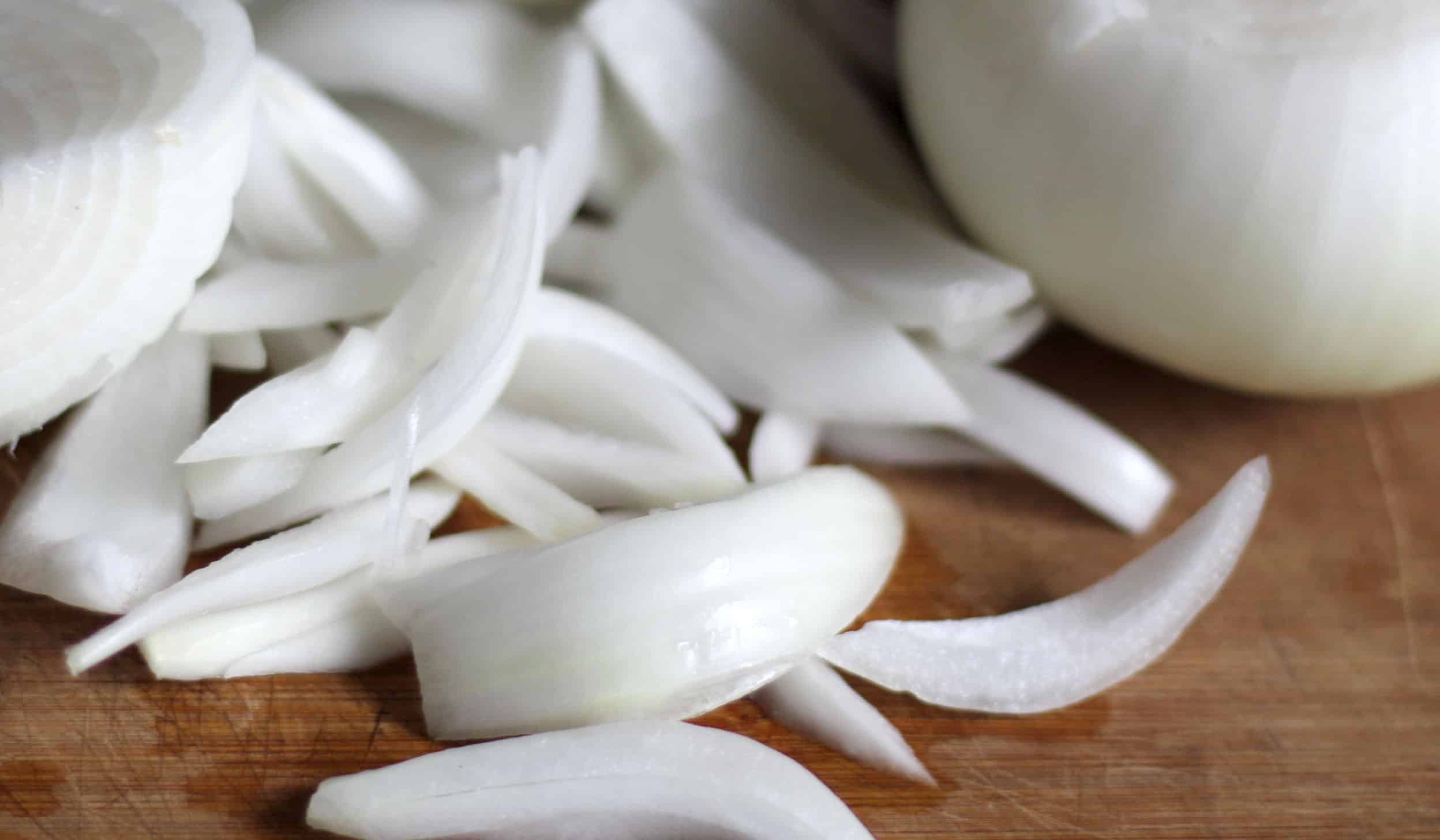 sliced onions for caramelized onion recipe 